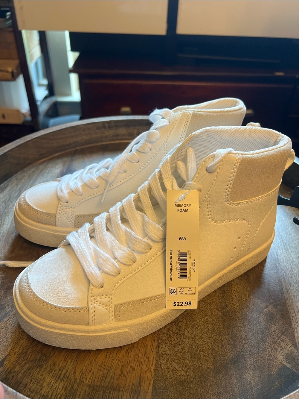 All-White High-Top Sneakers — Size 6½